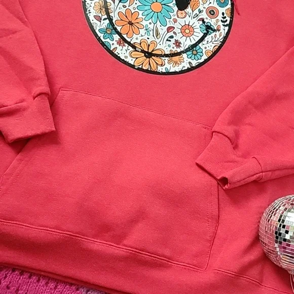 Floral smiley hoodie - Picture 4 of 6